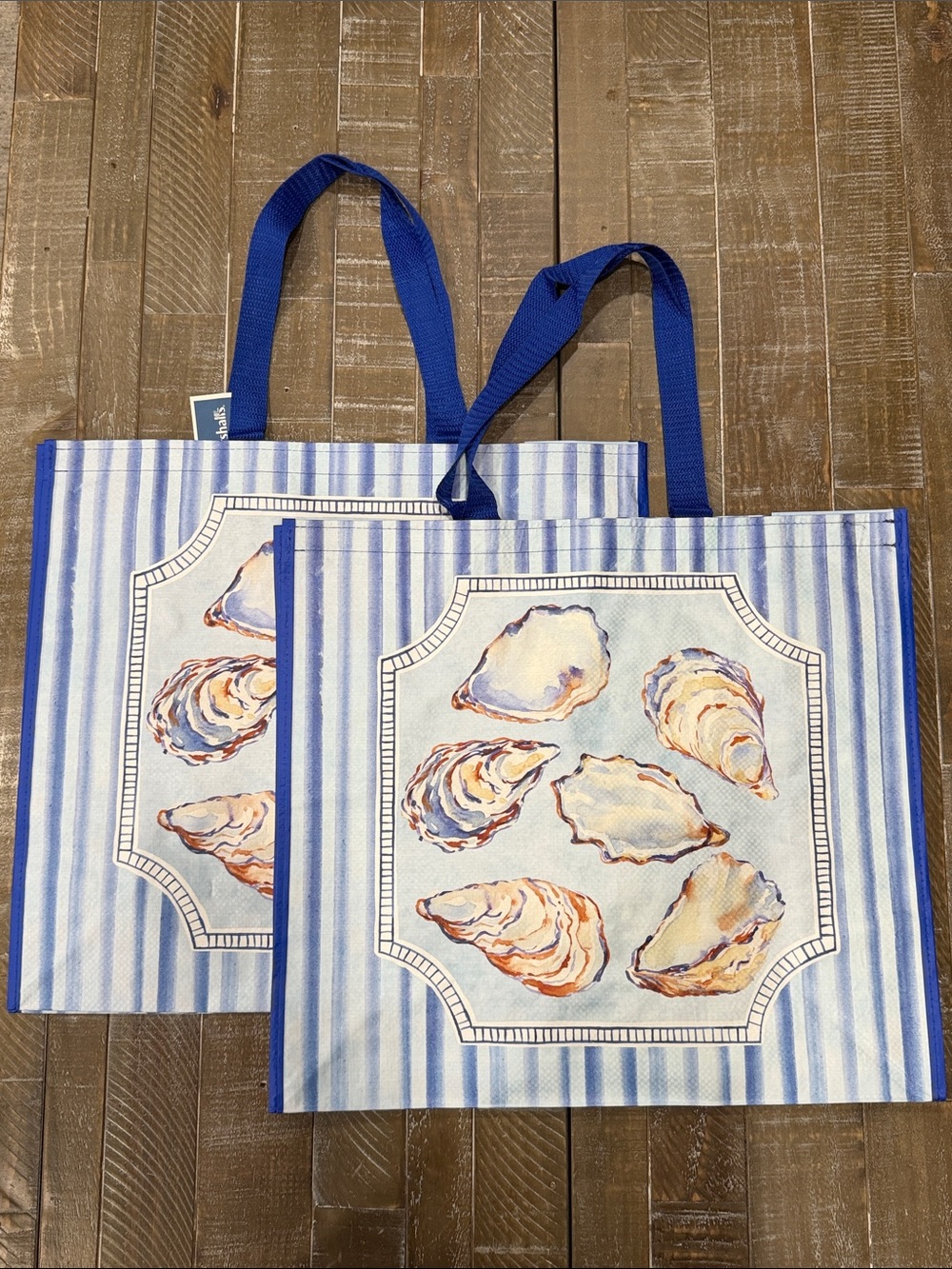 Marshalls Reusable Blue and White Striped Shell Tote Bag